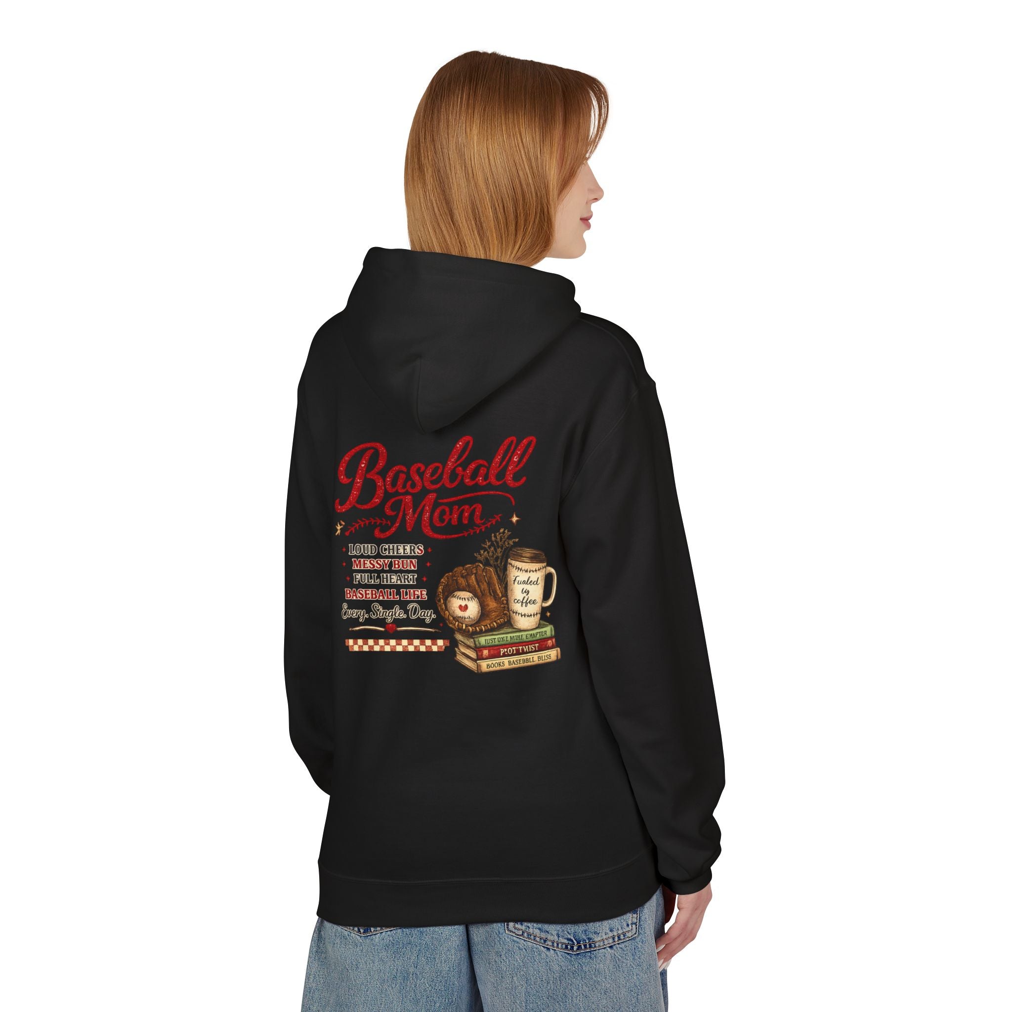 Baseball Mom Fleece Hoodie — Funny Comfy Mom Sweatshirt