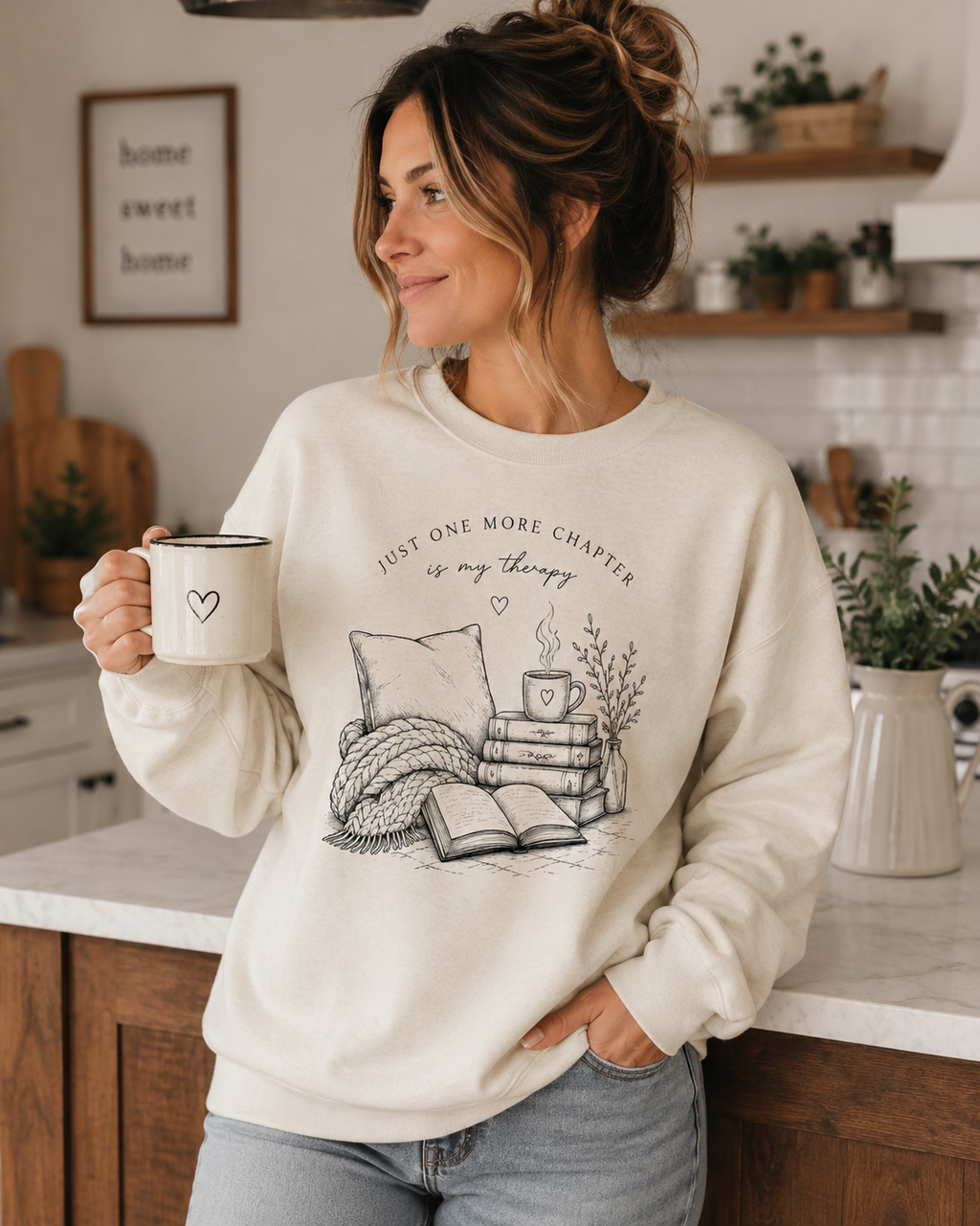 Just One More Chapter Crewneck Sweatshirt | Cozy Book Lover Sweatshirt | Reader Gift | Bookish Apparel | Literary Sweatshirt