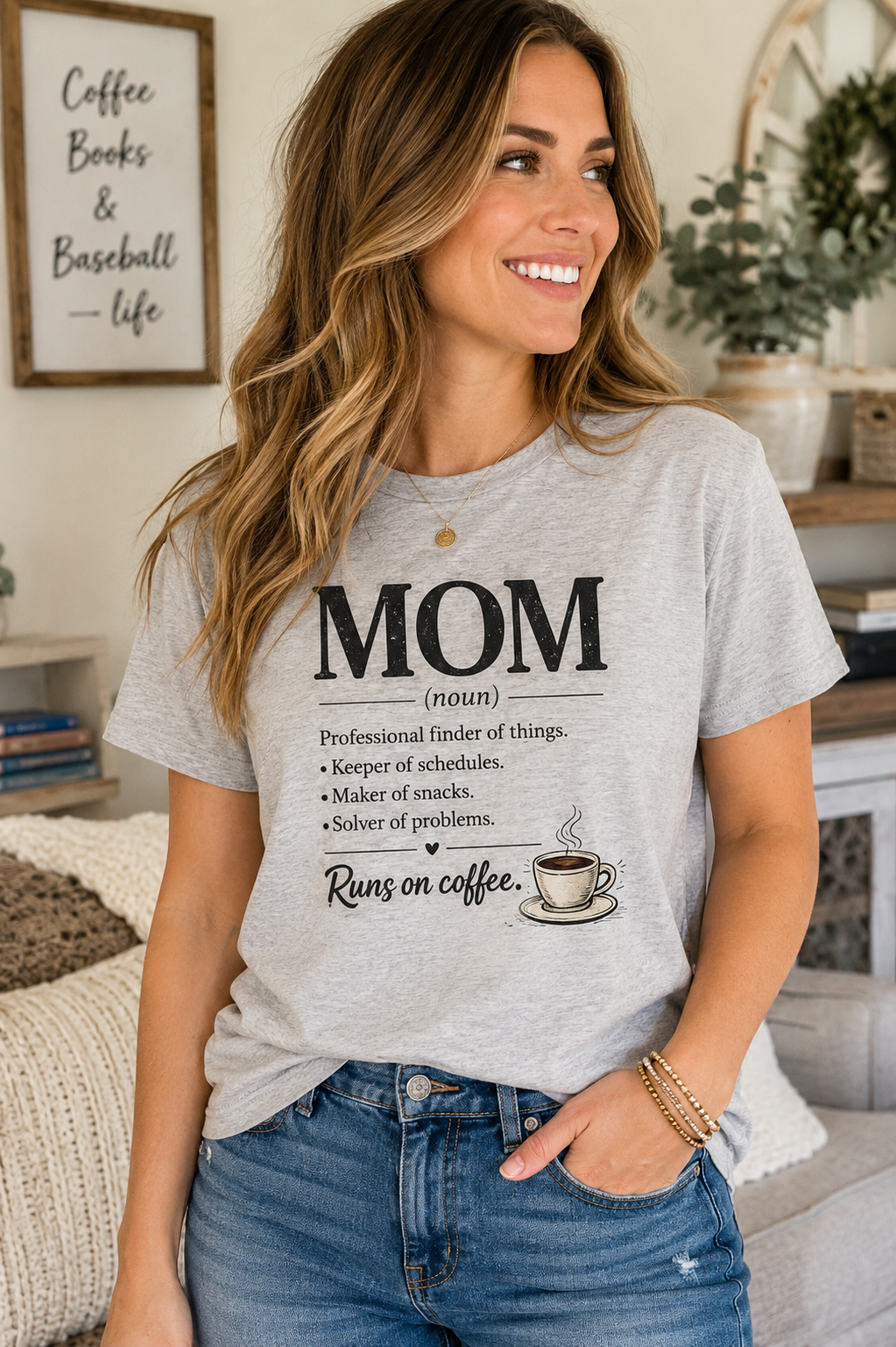 Mom Definition T-Shirt — Funny Mom Life Tee with Coffee & Kid Icons, Perfect Mother's Day Gift