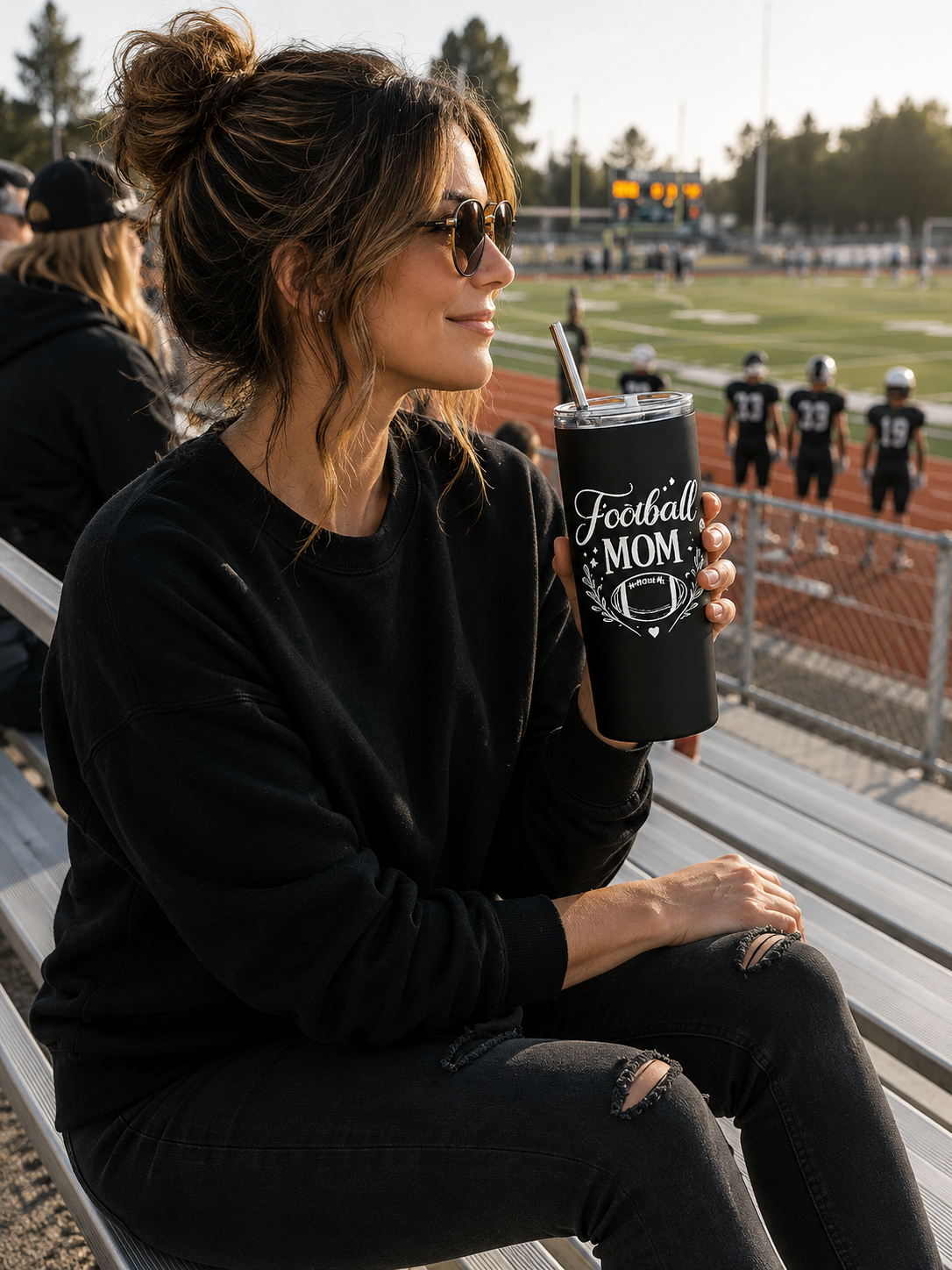 Football Mom 20oz Stainless Steel Tumbler | Sports Mom Travel Cup | Game Day Gift