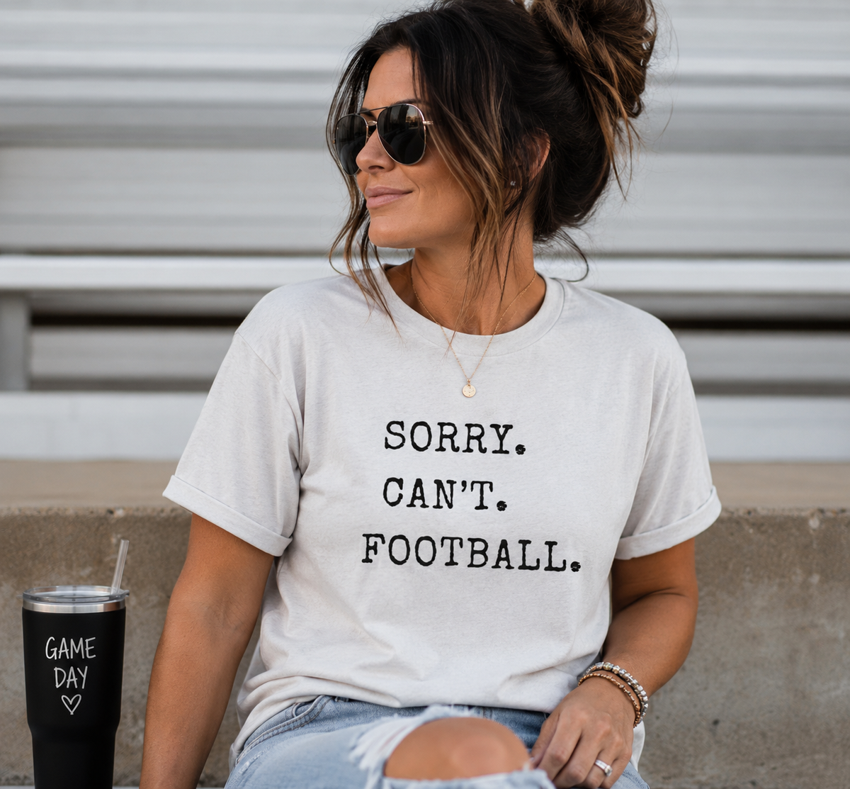 Sorry. Can't. Football. Shirt | Funny Football Mom T-Shirt