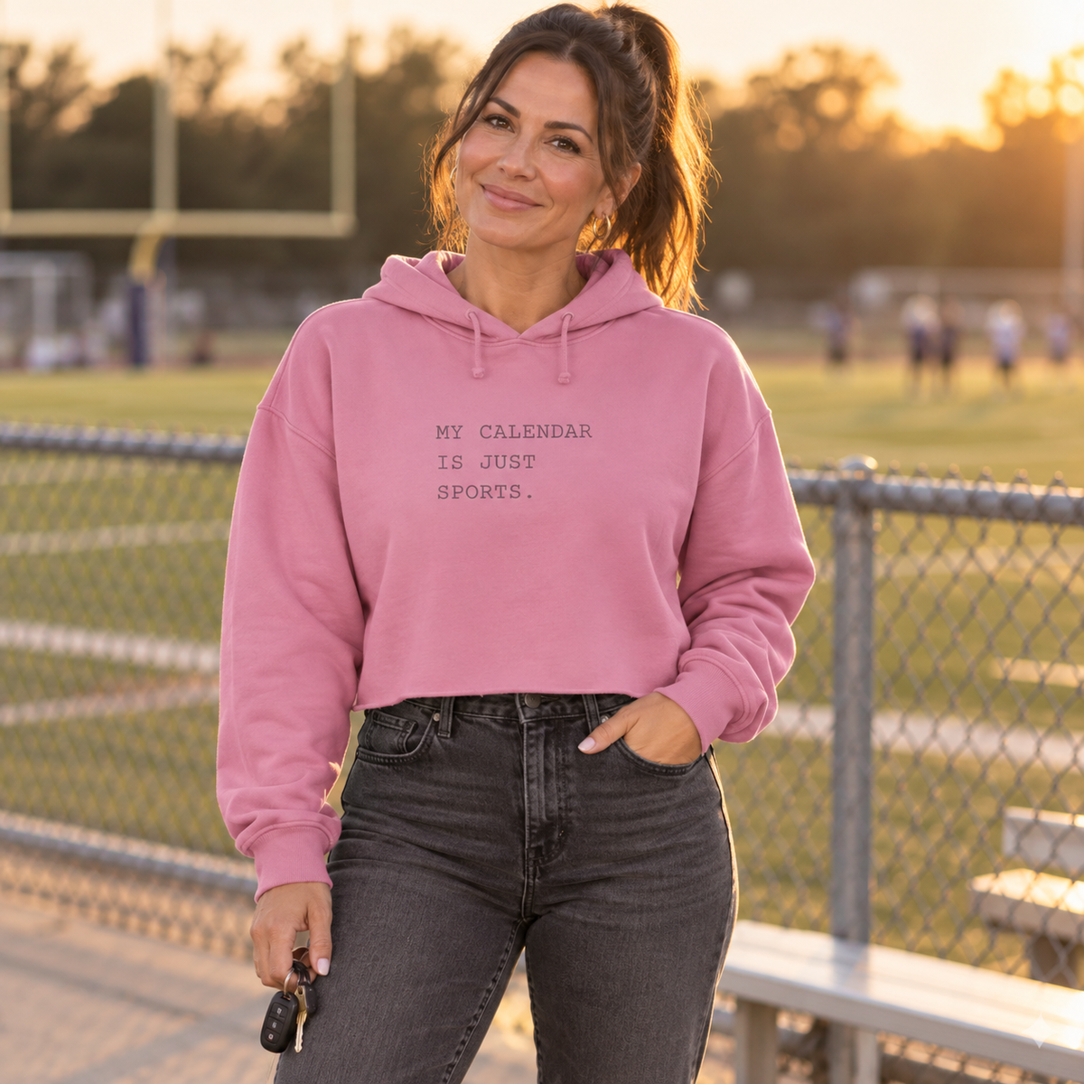 My Calendar Is Just Sports Crop Hoodie | Funny Sports Mom Hoodie