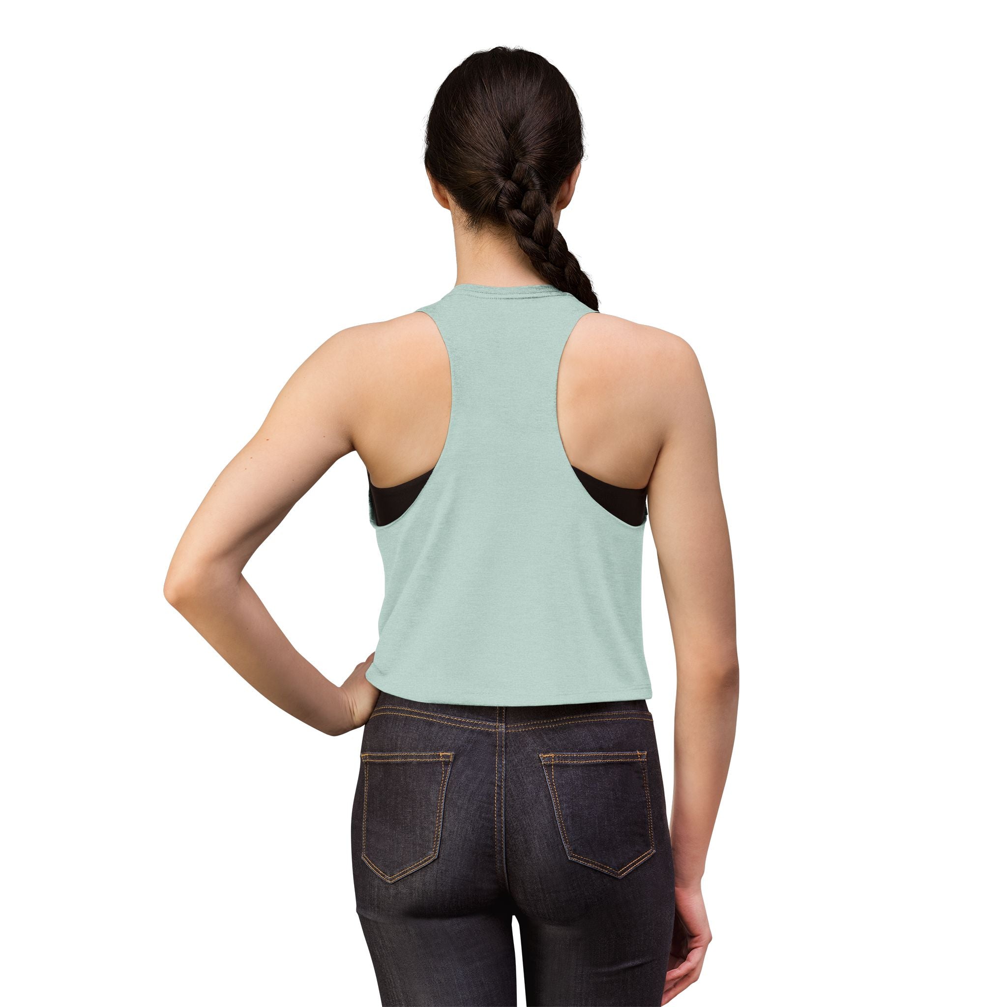 Crop Top — "Livin' on a Prayer and Coffee" Oversimulated Mom Graphic