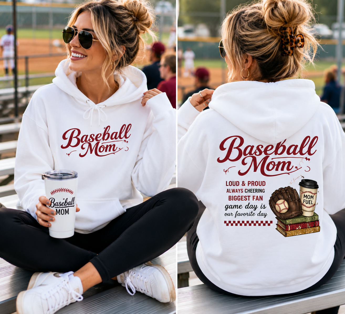 Baseball Mom Fleece Hoodie — Funny Comfy Mom Sweatshirt