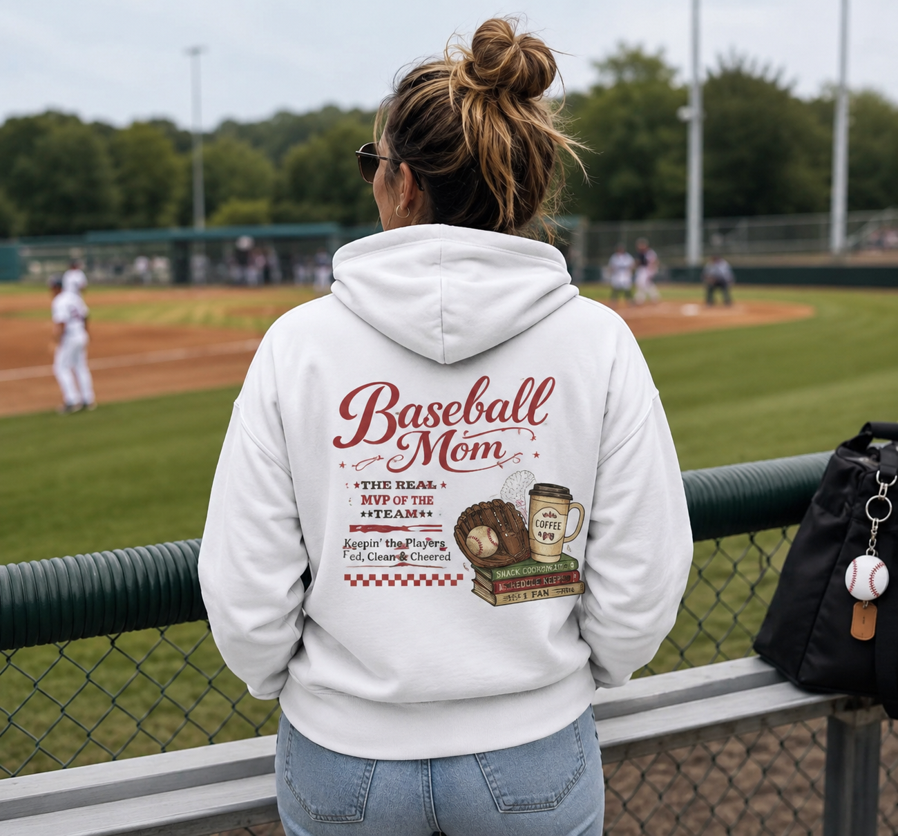 Baseball Mom Fleece Hoodie — Funny Comfy Mom Sweatshirt